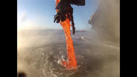 Rare up close footage of Lava entering the ocean. - YouTube