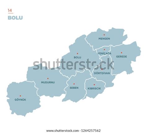 District Map Bolu Province Turkey Stock Vector (Royalty Free ...