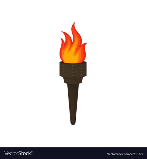 Cartoon icon flaming torch brightly blazing Vector Image