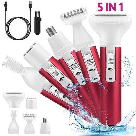 Electric Razor for Women, EEEkit 5-in-1 Waterproof Rechargeable Painless Shaver, Cordless Bikini ...