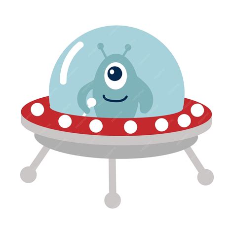 Premium Vector | Cute alien in spaceship cartoon