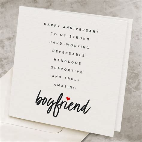 Anniversary Card for Boyfriend, Cute Poem, Anniversary Gift for ...