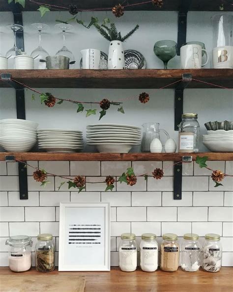 DIY scaffold board shelves in the kitchen. I also installed the metro tile backsplash. | Kitchen ...