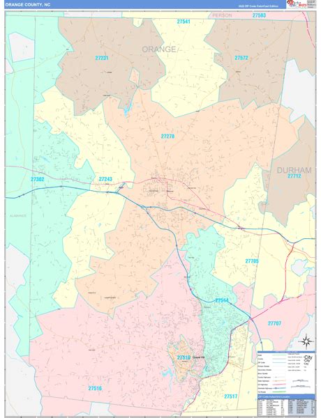 Orange County, NC Wall Map Color Cast Style by MarketMAPS - MapSales