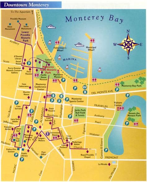 Map of Downtown Monterey | California travel road trips, Monterey california, Fishermans wharf ...