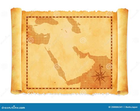 Old Vintage Middle East ( Western Asia ) Map Vector Illustration Stock ...