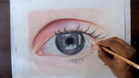 Drawing an eye with pastel pencils - Timelapse - YouTube