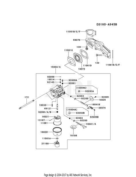 Kawasaki FR691V-BS06 4 Stroke Engine FR691V Parts Diagram for CARBURETOR