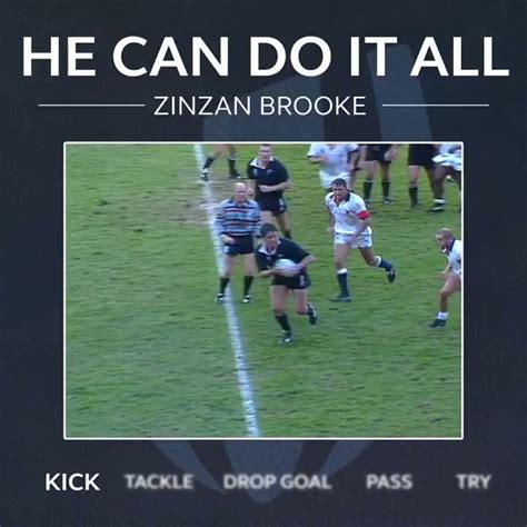 New Zealand's Zinzan Brooke was not your usual no.8: Kick Tackle Drop goal Pass Try We can't ...