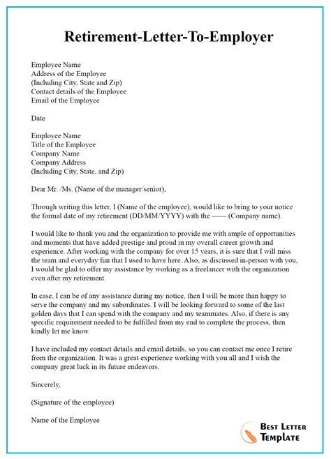 retirement-letter-to-employer – Best Letter Template