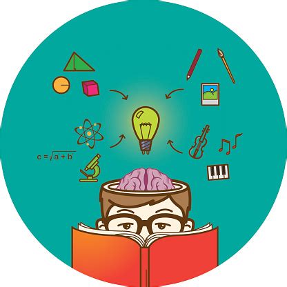 Creative Reading Boy With Open Brain Stock Illustration - Download Image Now - iStock