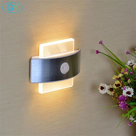 LED PIR Motion Sensor Wall Lights USB rechargeable wall lamp for ...