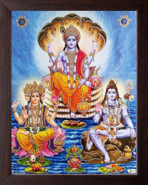 Art N Store Synthetic Lord Brahma Vishnu Mahesh Painting (30 x 23 x 1 Cm_Multicoloure): Amazon ...