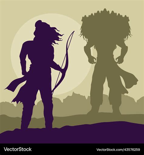 Rama and ravana dussehra Royalty Free Vector Image