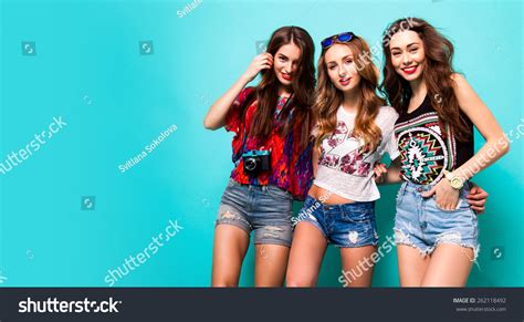 Three Best Friends Posing Studio Wearing Stock Photo 262118492 - Shutterstock