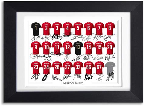 Liverpool team squad 2019-2020 signed poster print framed picture photo ...