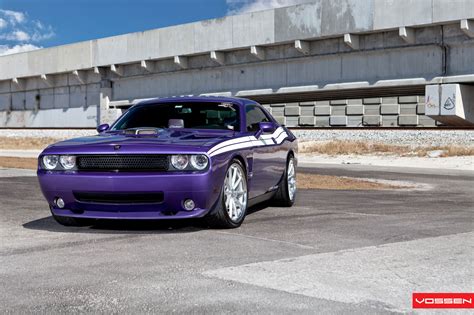 Plum Crazy Dodge Challenger Customized and Boasting White Stripes ...