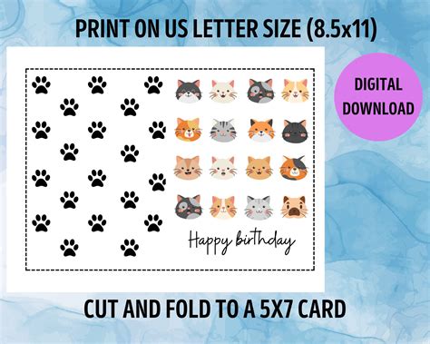 Printable Cat Birthday Cards, Cards With Cats on It, Printable, Print ...