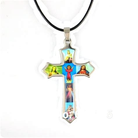 Bluelans - Holy Icon Cross Stainless Steel Pendant Necklace Jesus ...