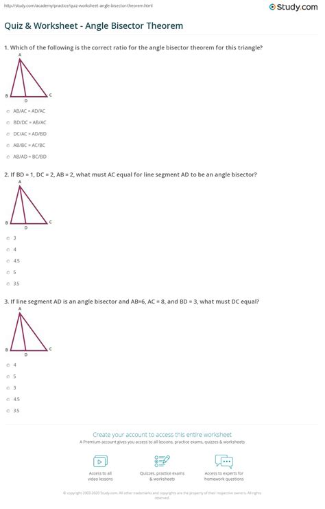 Angle Bisector Theorem Worksheet – Pro Worksheet