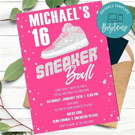 Sneaker Ball Birthday Invitation Customizable Template Instant Download - Sneaker Ball Party ...