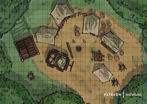 A Simple Bandit Camp [22x31]: battlemaps | Dungeon maps, D d maps, Fantasy map