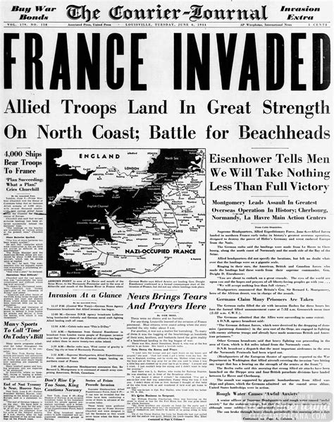 WWII newspaper headlines from the D-Day invasion of France (1944 ...