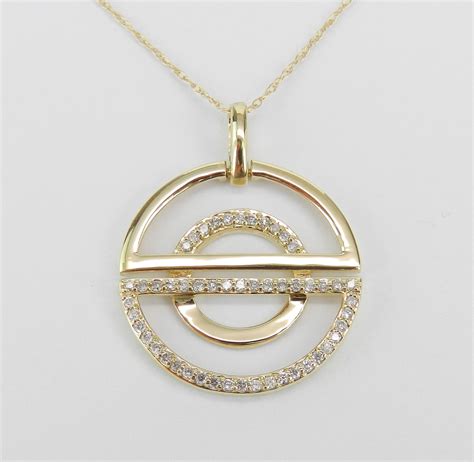 14K Yellow Gold Unique Diamond Necklace Wedding Gift Pendant Chain 18 ...