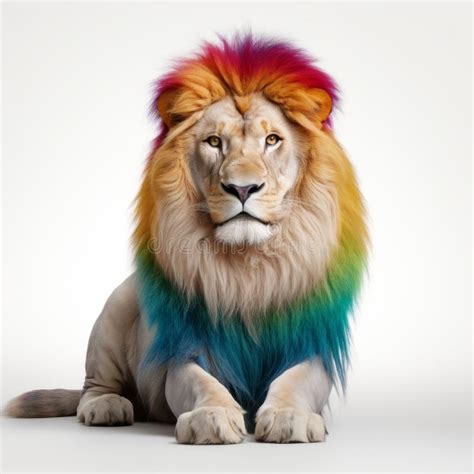 Colorful Lion with Rainbow Hair: a Photorealistic and Minimalist ...