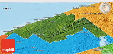 Satellite 3D Map of Matane, political outside