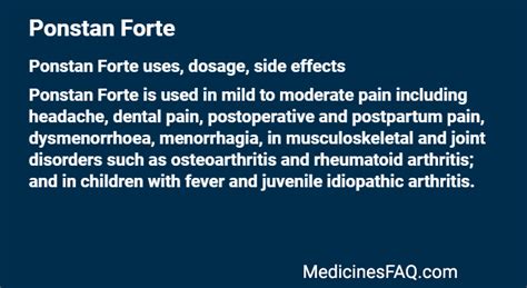 Ponstan Forte: Uses, Dosage, Side Effects, FAQ - MedicinesFAQ