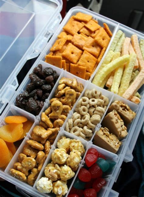 Snacks in a tackle box - Just for fun | Road trip snacks, Road trip food, Snacks