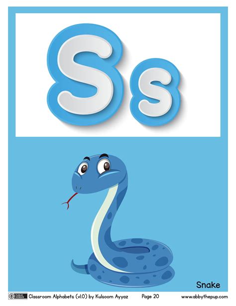 Letter S is for Snake flashcard | Free Printable Papercraft Templates