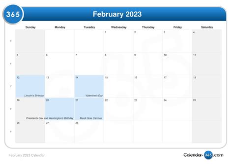 February 2023 Calendar