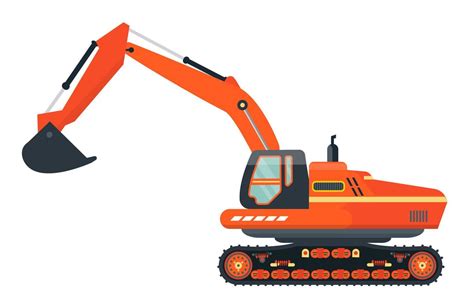 Orange excavator isolated. Icon. Digger, JCB, trackhoe. Heavy machinery ...