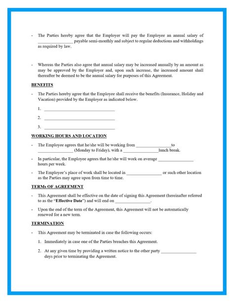 Printable Employment Contract Template