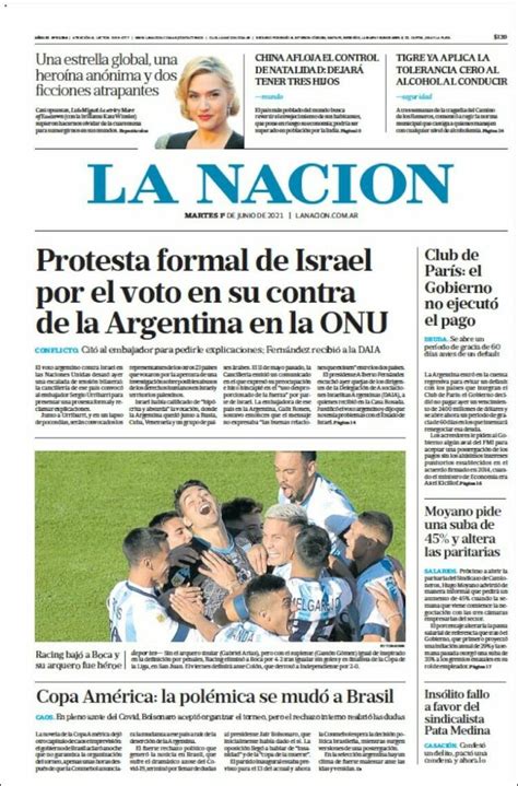 Periódico La Nación (Argentina). Periódicos de Argentina. Edición de martes, 1 de junio de 2021 ...