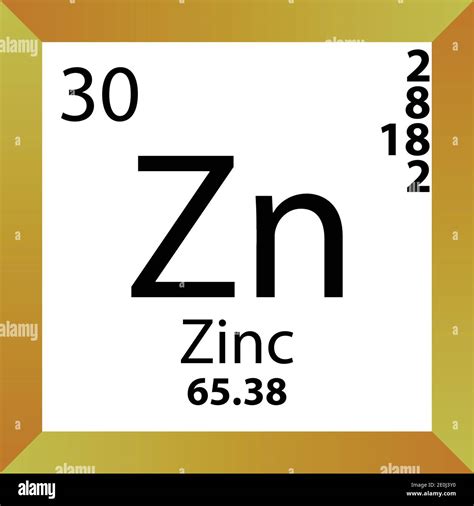 Zn Zinc Chemical Element Periodic Table. Single vector illustration, colorful Icon with molar ...