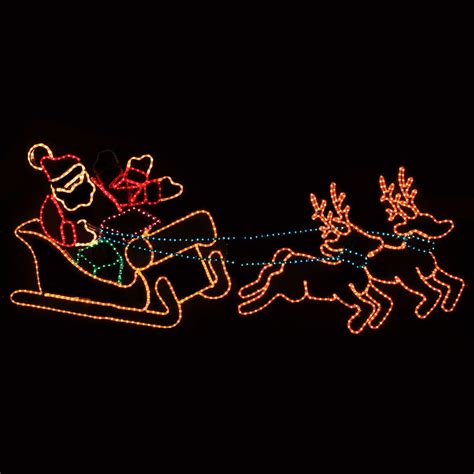 Outdoor Decoration - Waving Santa, Sleigh, Reindeer Lawn Decoration