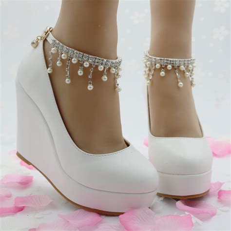 white wedges pumps high heels platform wedges shoes tassel wedges heels ...