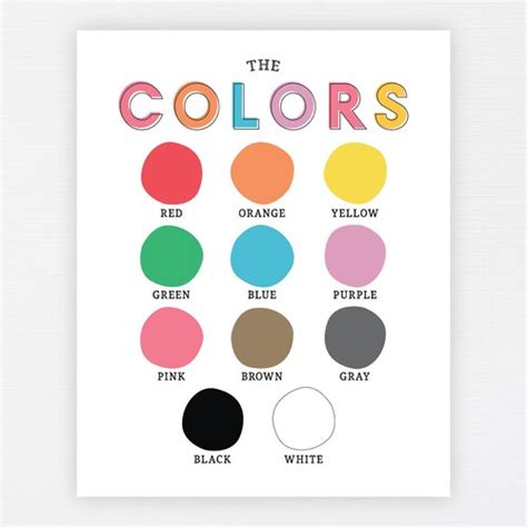 Colors Education Print the Colors Poster Printable - Etsy