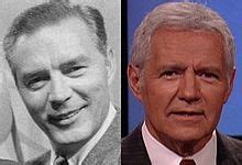 Art Fleming and Alex Trebek, hosts of Jeopardy! | Game show, Portrait, 50th anniversary