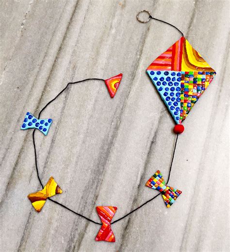 Clay Art Wall Hanging | Rainbow Kite - Buy Desi Handicrafts Online in India | Urbane Yogi