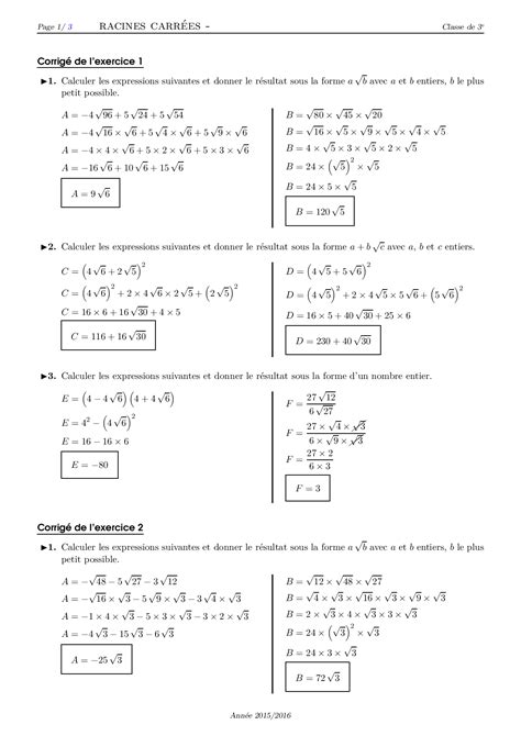 exercice racine carré 4ème pdf – cours racine carré 4ème – Kellydli