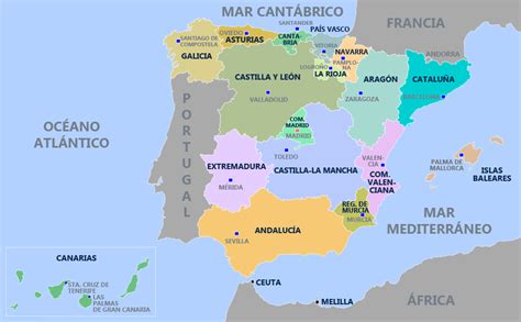 Lujoso Arqueología Interconectar mapa de españa con las comunidades autonomas y provincias ...