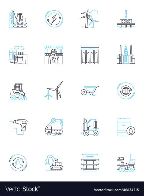 Steel mill linear icons set metallurgy blast Vector Image