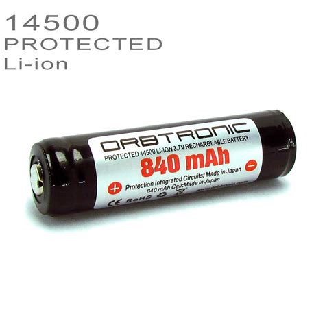 Sanyo 14500 Protected battery 840mAh li-ion 3.7 V | Orbtronic