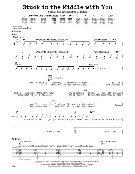 Stuck In The Middle With You by Stealers Wheel - Guitar Lead Sheet - Guitar Instructor