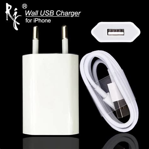 AC Wall USB Charger EU Plug White Color For Apple iPhone 5 5S 5C 6 6S 7 For iPhone 8 Pin USB ...