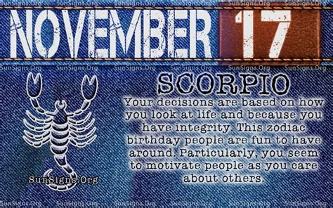 November 17 Zodiac Horoscope Birthday Personality - SunSigns.Org